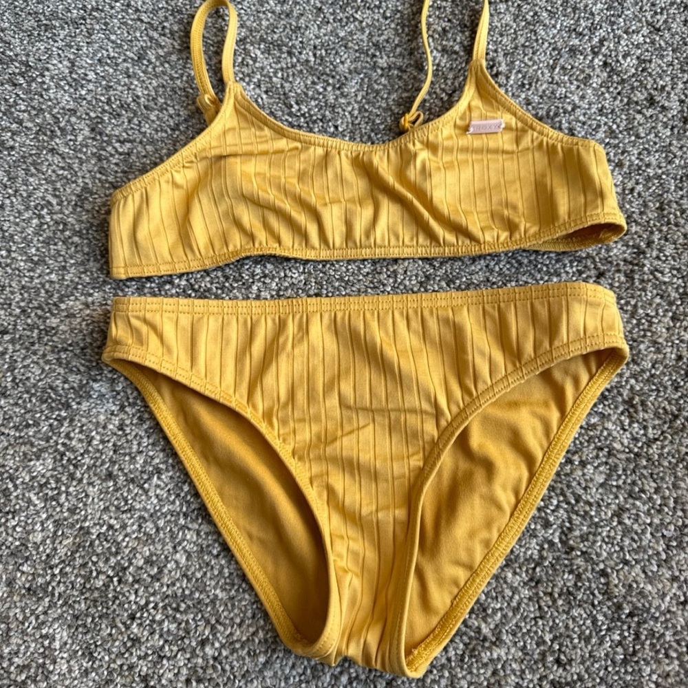 Roxy Yellow Ribbed Bikini Set girls size  10